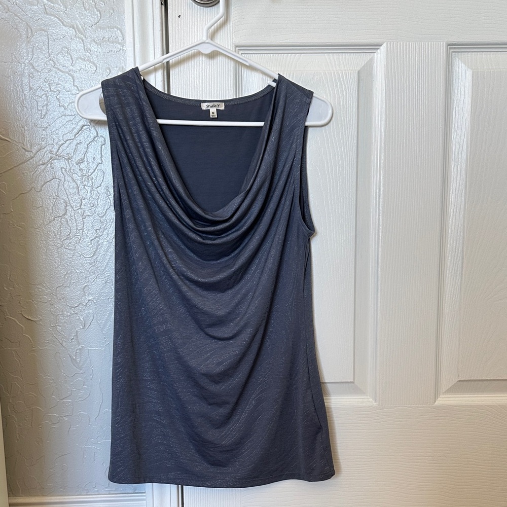 Studio Y Charcoal Drape Tank Top